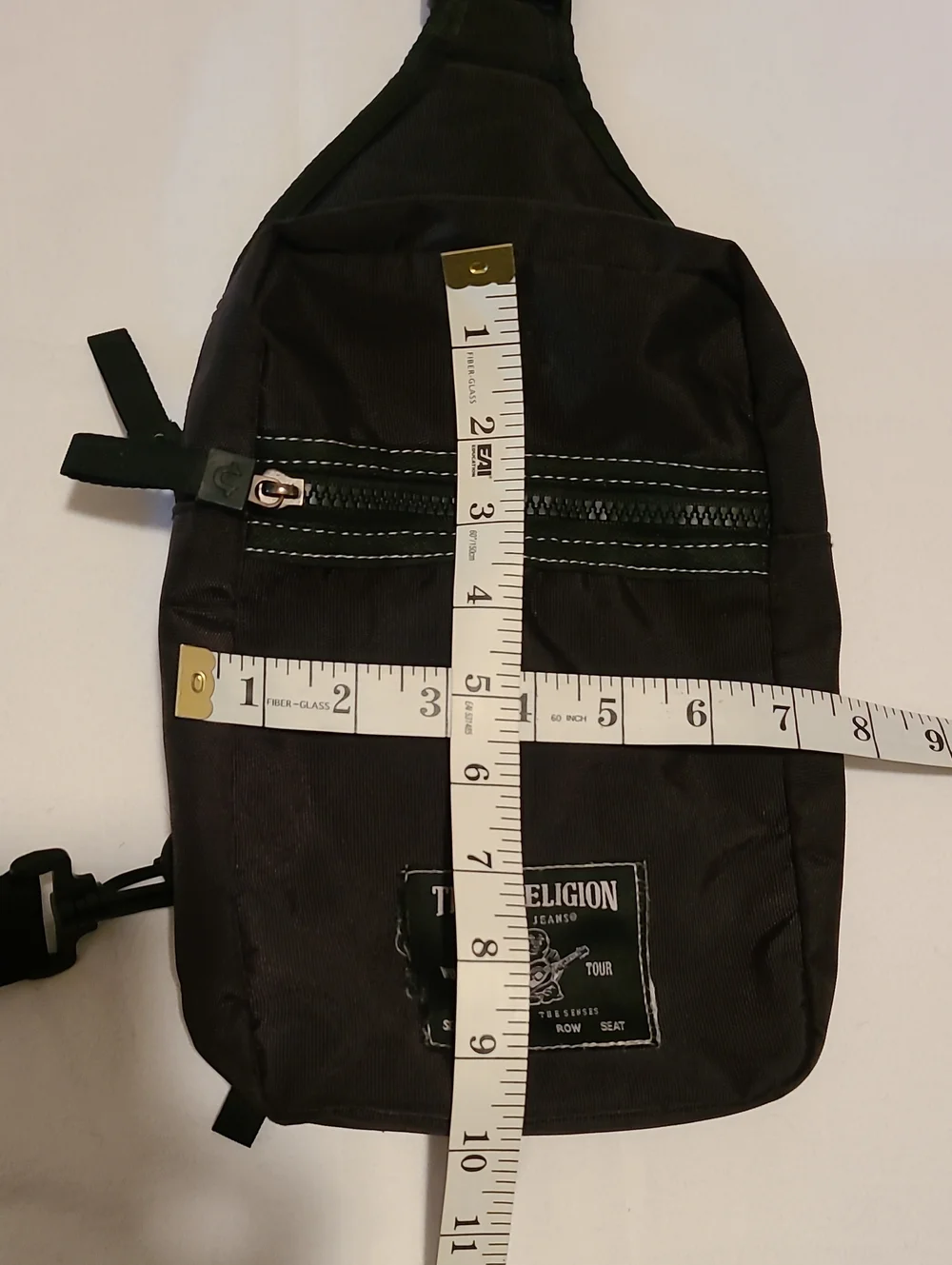 True Religion Sling Crossbody Shoulder Bag Adjustable Strap Belt Bag. Black